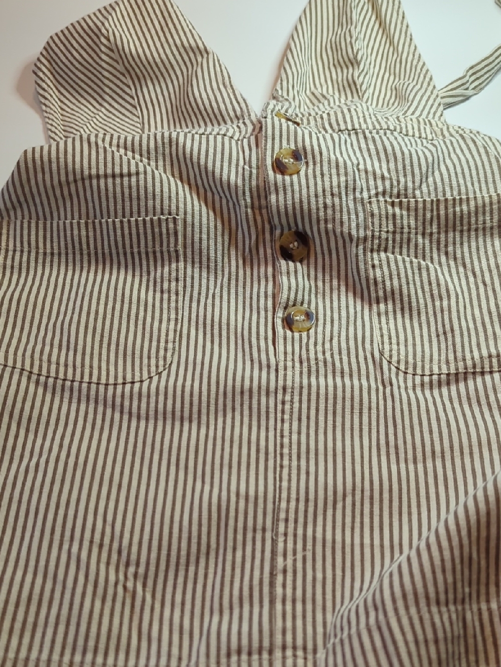 Japna Beige Striped Criss-Cross Back Skirt Romper Size Med - Picture 6 of 6